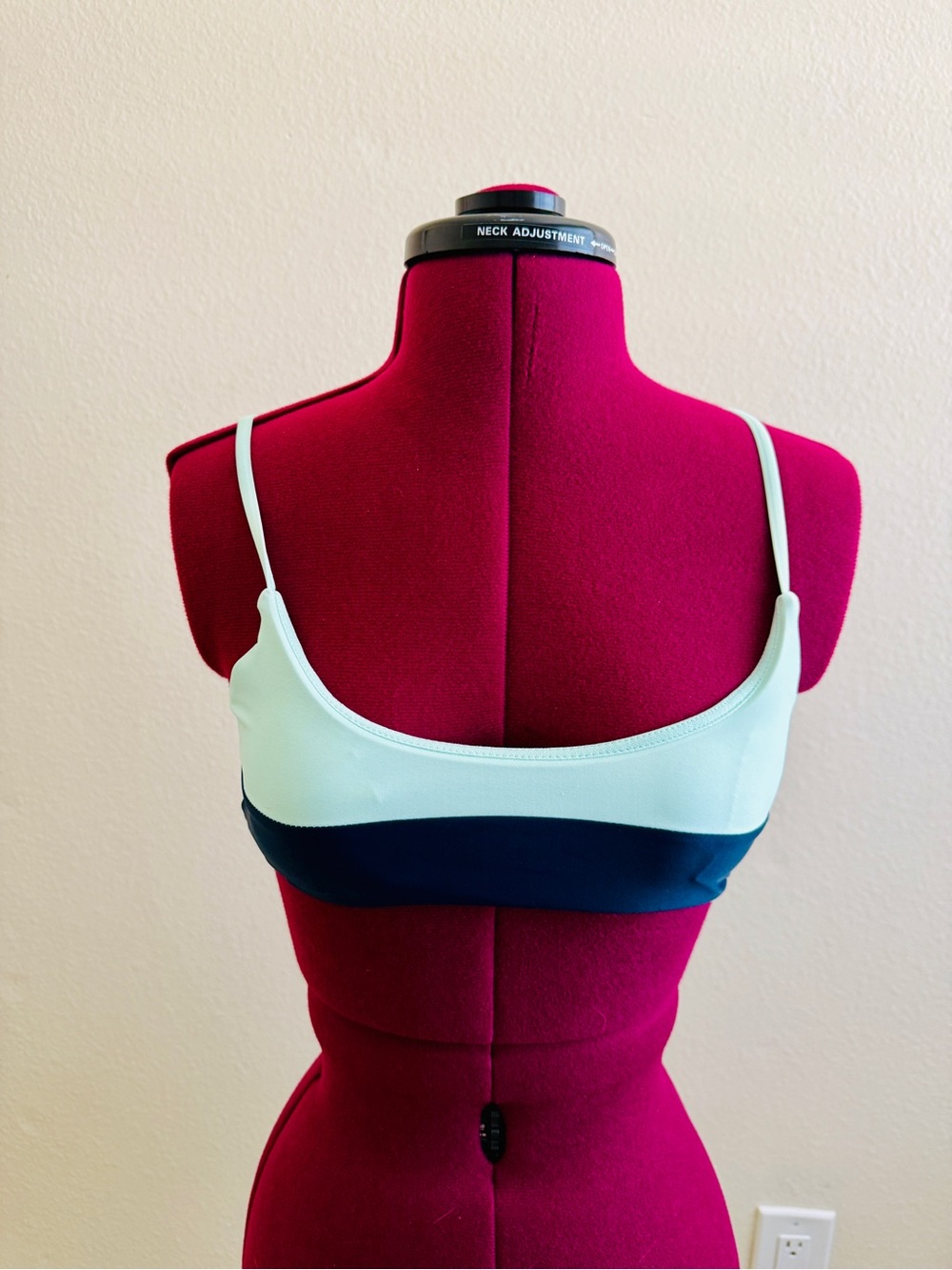 Seamless Two-Tone Damsel Bikini top - Light Blue & Navy Size XS